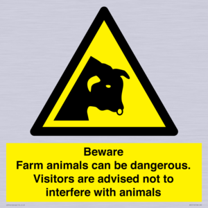 Beware Farm animals can be dangerous. Visitors are advised not to interfere with animals